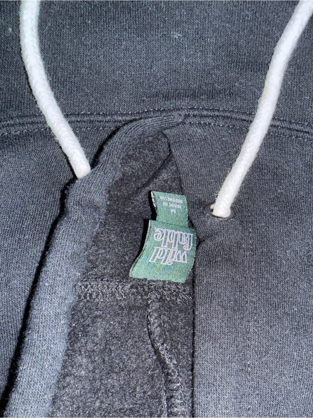 Black Cropped Hoodie with Drawstring - Picture 2 of 2